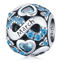 Load image into Gallery viewer, 925 Sterling Silver Multiple Crystal Color Infinite Love Birthstone Bead
