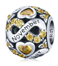 Load image into Gallery viewer, 925 Sterling Silver Multiple Crystal Color Infinite Love Birthstone Bead
