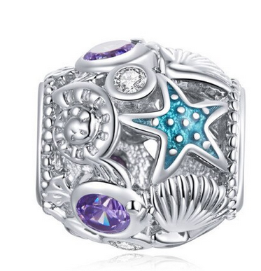 925 Sterling Silver Blue Star/Shell Charm