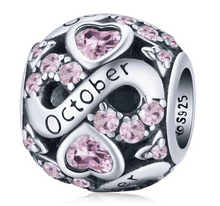 Load image into Gallery viewer, 925 Sterling Silver Multiple Crystal Color Infinite Love Birthstone Bead
