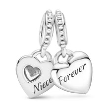 Load image into Gallery viewer, 925 Sterling Silver Aunt and Niece Forever Heart Dangle Charm
