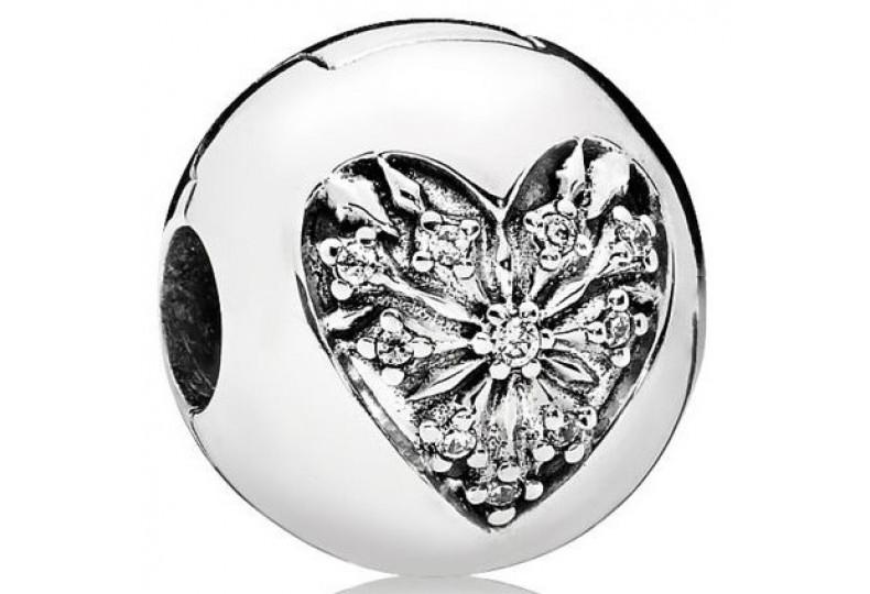 925 Sterling Silver Heart Snowflake CLIP