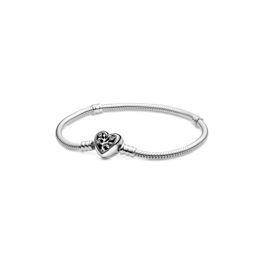 925 Sterling Silver Family Tree Clasp Snake Bracelet