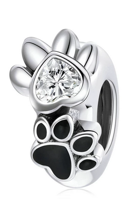 925 Sterling Silver Pet Paw Stopper Charm