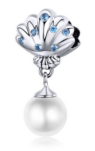 925 Sterling Silver Pearl in Blue Shell Charm
