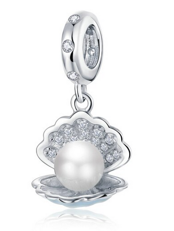925 Sterling Silver Pearl in Shell Charm