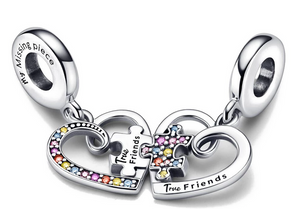 925 Sterling Silver True Friends My Piece Dangle Charm