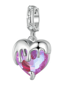 925 Sterling Silver Pink Lady Heart Series Dangle Charm