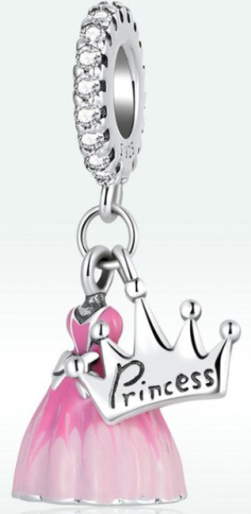 925 Sterling Silver Enamel Princess Dangle Charm