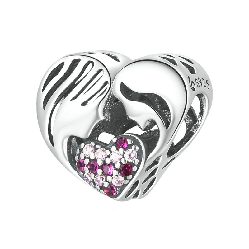 925 Sterling Silver Mom and Daughter Silhouette Charm