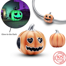 Load image into Gallery viewer, 925 Sterling Silver Orange Pumpkin Glow in the Dark Charm
