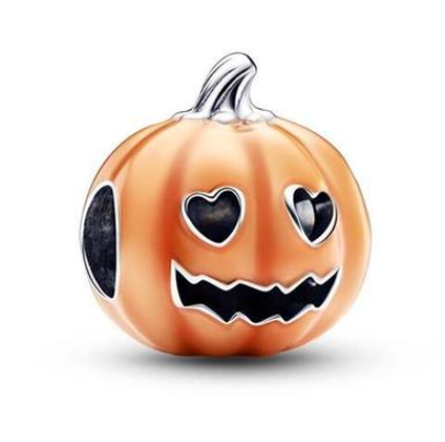 925 Sterling Silver Orange Pumpkin Glow in the Dark Charm
