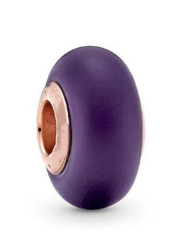 925 Sterling Silver Murano Matt Purple Charm
