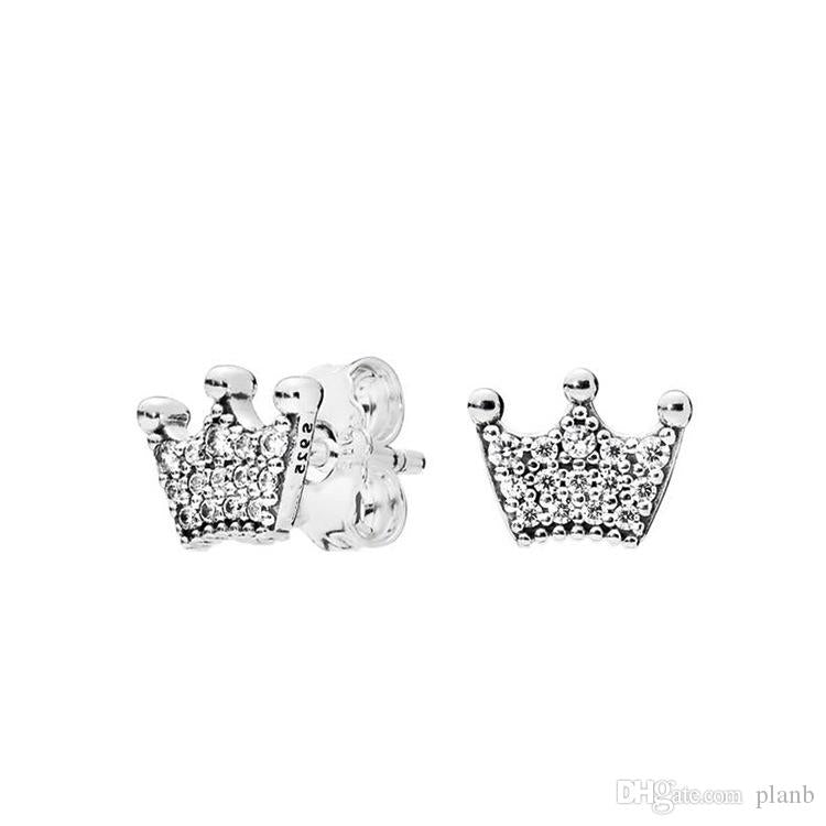 925 Sterling Silver Cz Crown Earrings