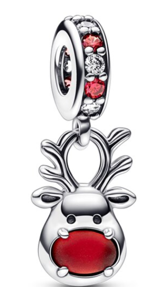 925 Sterling Silver Christmas Reindeer Dangle Charm