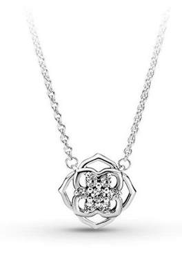 925 Sterling Silver Rose Pendant Necklace