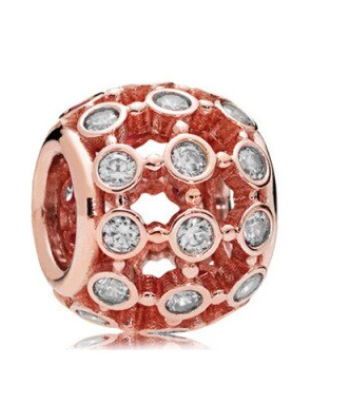 Rose Gold PLATED Zircon Ball Bead Charm
