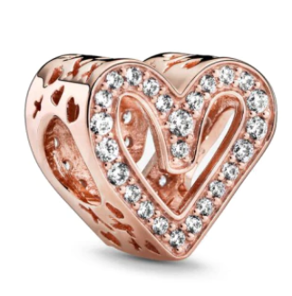 Rose Gold PLATED CZ Heart Bead Charm
