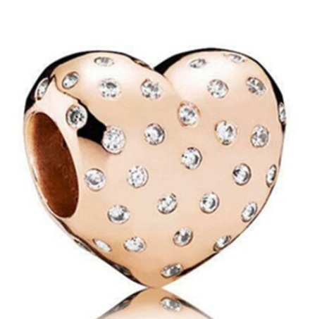 Rose Gold PLATED Zircon Heart Bead Charm