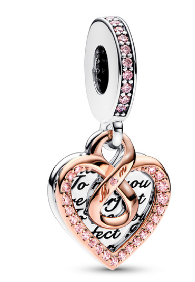 925 Sterling Silver Rosegold MOM Dangle Charm