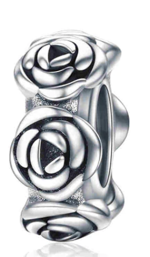 925 Sterling Silver Rose Pattern Stopper