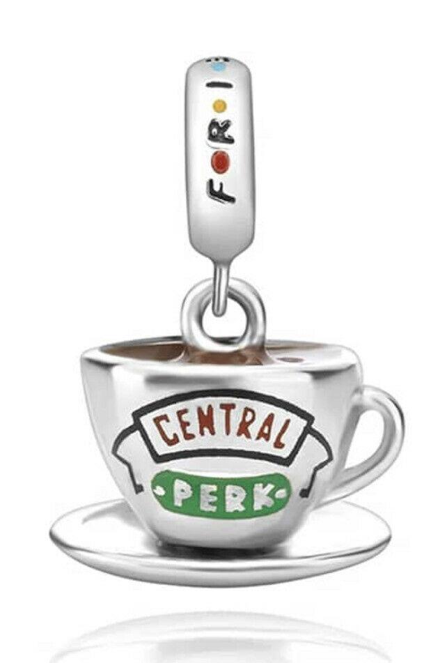 925 Sterling Silver Friends Sitcom Central Perk Coffee Dangle Charm