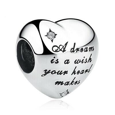 925 Sterling Silver A Dream is a Wish Heart Charm