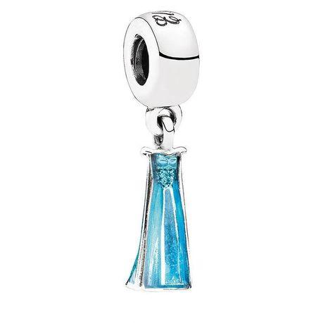 925 Sterling Silver Frozen ELSA Dress Enamel Dangle Charm