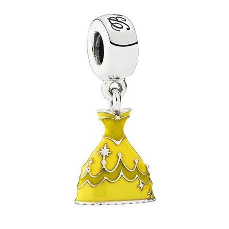 925 Sterling Silver Belle Beauty and the Beast Dress Dangle Charm