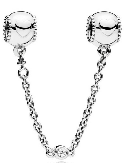 925 Sterling Silver Round Heart Screw On Safety Chain