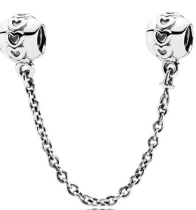 925 Sterling Silver Heart Screw On Safety Chain