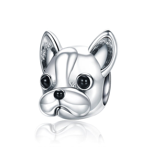 925 Sterling Silver Loyal Partners French BULLDOG Doggy Animal Beads fit Women Charm Bracelets Dog Jewelry SCC315