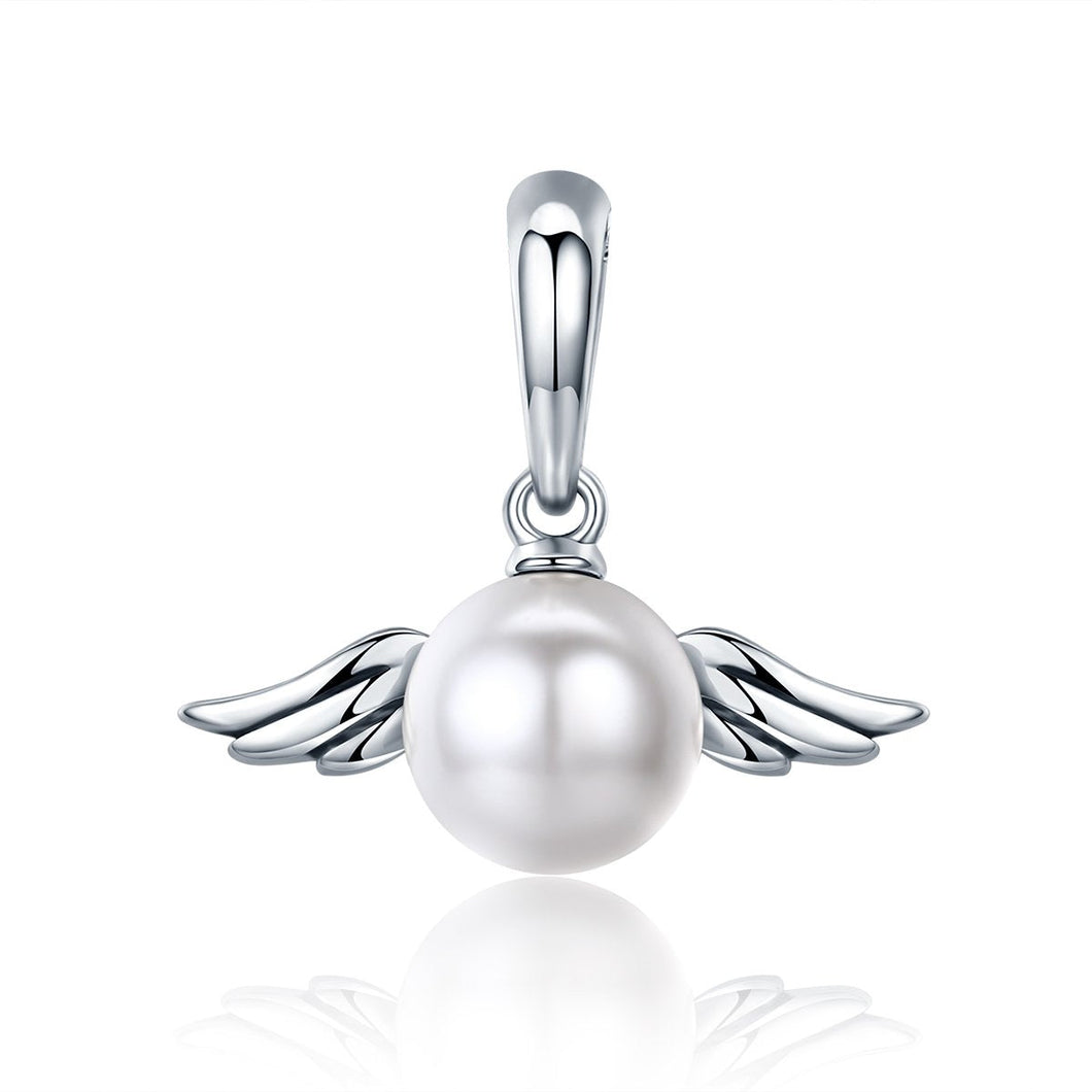 Angel Feather Wings and Pearl Dangle Charm