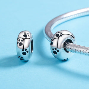 New Arrival 100% 925 Sterling Silver Dog Animal Footprint Spacer Beads fit Charm Bracelet & Necklace DIY Jewelry SCC594