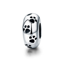 Load image into Gallery viewer, New Arrival 100% 925 Sterling Silver Dog Animal Footprint Spacer Beads fit Charm Bracelet &amp; Necklace DIY Jewelry SCC594
