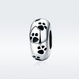 New Arrival 100% 925 Sterling Silver Dog Animal Footprint Spacer Beads fit Charm Bracelet & Necklace DIY Jewelry SCC594