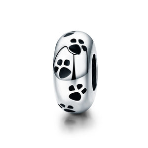 New Arrival 100% 925 Sterling Silver Dog Animal Footprint Spacer Beads fit Charm Bracelet & Necklace DIY Jewelry SCC594