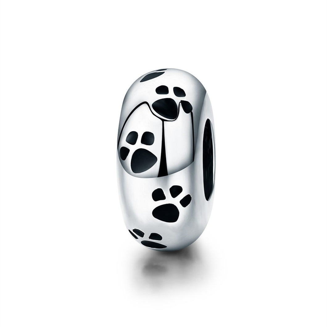 New Arrival 100% 925 Sterling Silver Dog Animal Footprint Spacer Beads fit Charm Bracelet & Necklace DIY Jewelry SCC594