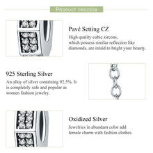 Load image into Gallery viewer, 925 Sterling Silver Classic Geometric Shape Clear CZ Safety Chain Stopper Charm fit Bracelet Bangles Jewelry SCC605
