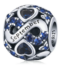 Load image into Gallery viewer, 925 Sterling Silver Multiple Crystal Color Infinite Love Birthstone Bead
