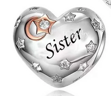Load image into Gallery viewer, 925 Sterling Silver Sister Heart Charm
