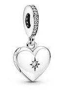 925 Sterling Silver Heart Star Locket Dangle Charm