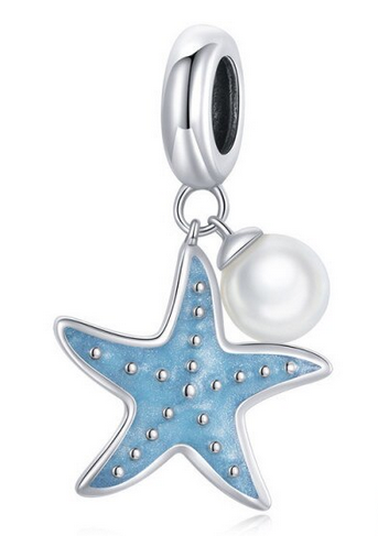 925 Sterling Silver Star & Pearl Charm