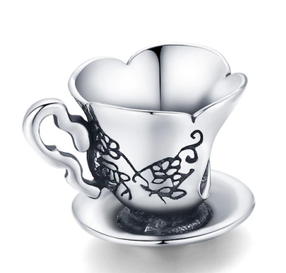 925 Sterling Silver Retro Teacup Charm