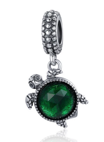 925 Sterling Silver Green Turtle Charm
