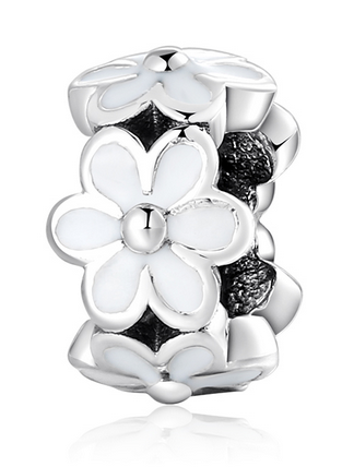 925 Sterling Silver White Daisy Spacer