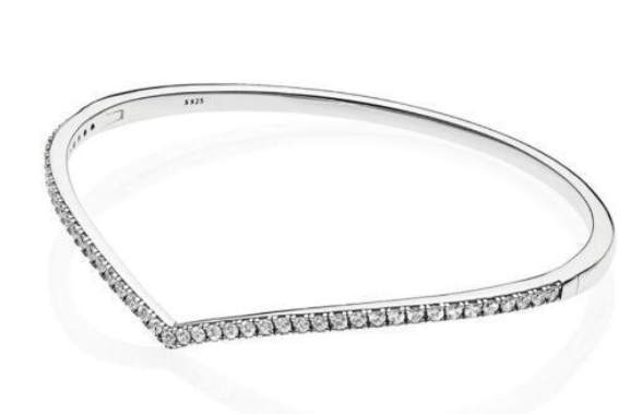 Copy of 925 Sterling Silver Wish Bone with Crystals Bangle